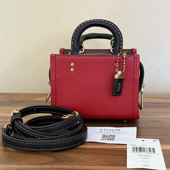 COACH Rogue Bag 12 In Colorblock CC482 NWT/NWOT leather red - Picture 1 of 13